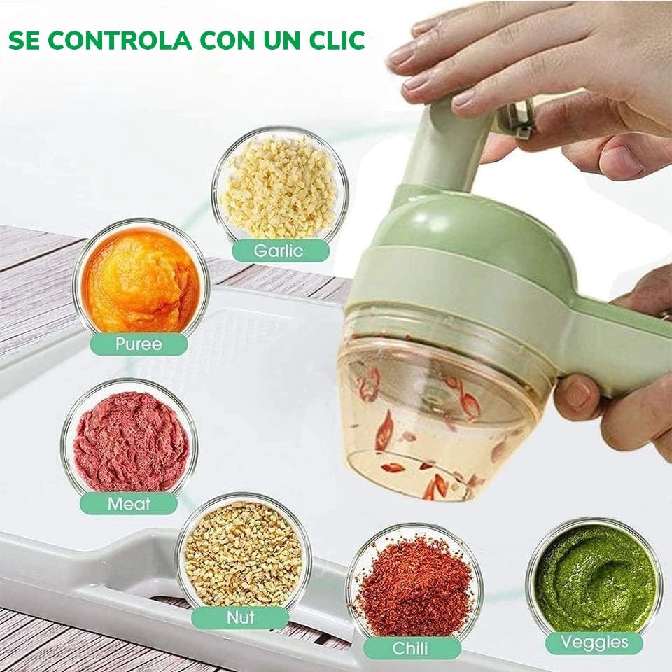 ⭐Cortador / Triturador De Vegetales Eléctrico, Multifuncional 4 en 1🛒